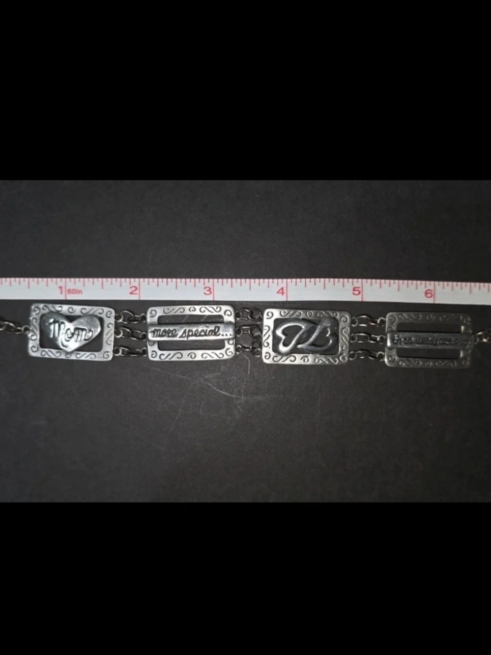 Source Unknown Silver Tone Sentiment Panel Bracelet